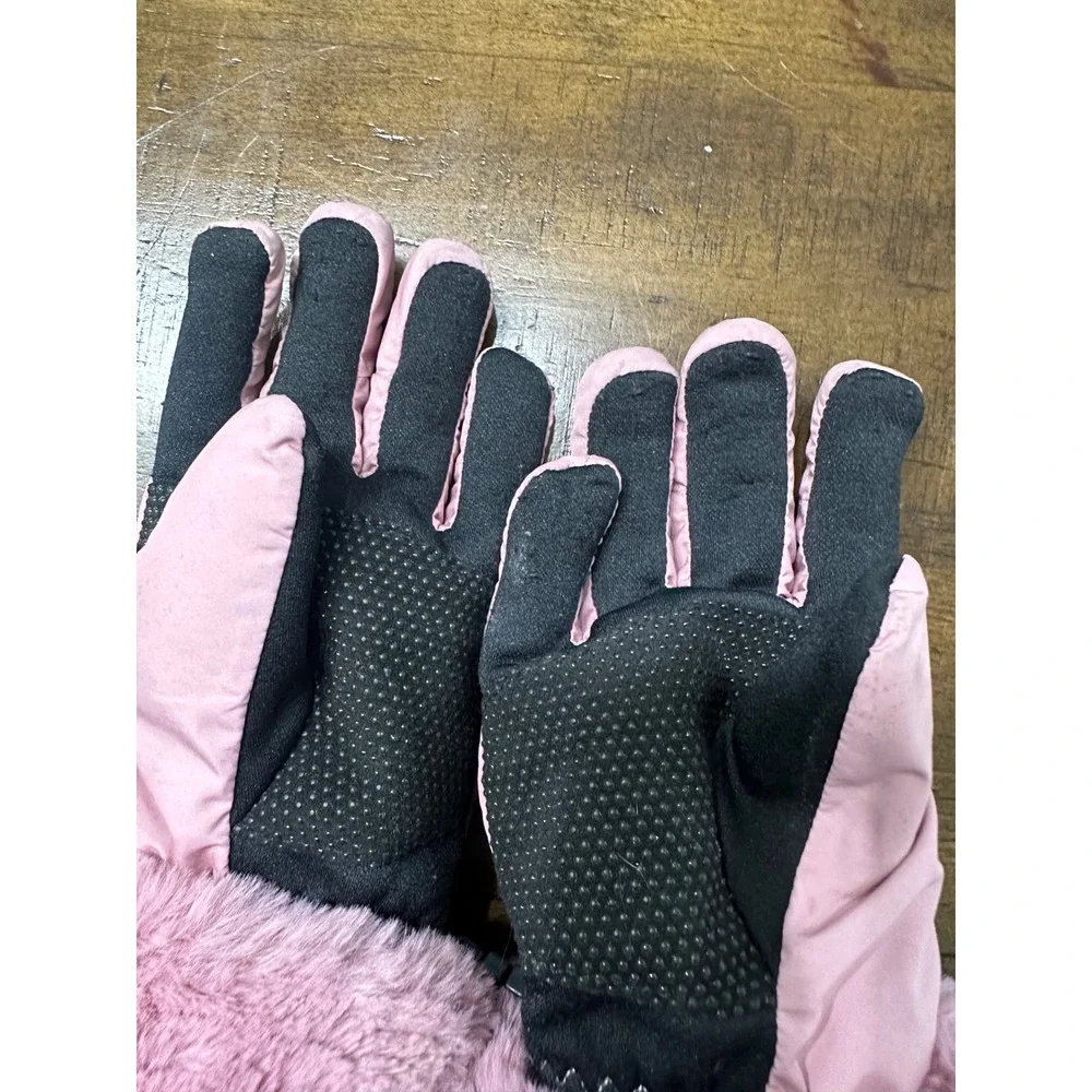 The North Face‎ Kids Pink Faux Fur Trim Winter Gloves Size Large L/G 6